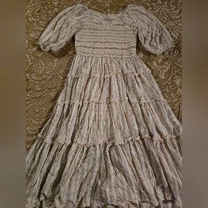 Ivy City Co Cream Floral Long Sleeve Dress